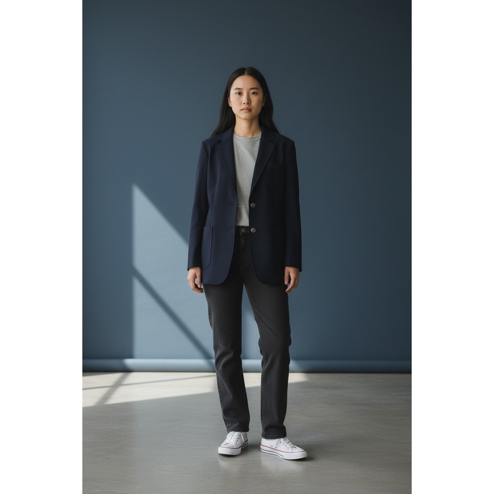 Nikke Wool Blend Blazer Womens M Navy Tailored Jacket Minimal Classic
